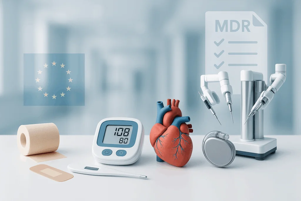 A variety of Medical Devices. Including the Flag of the EU Market.