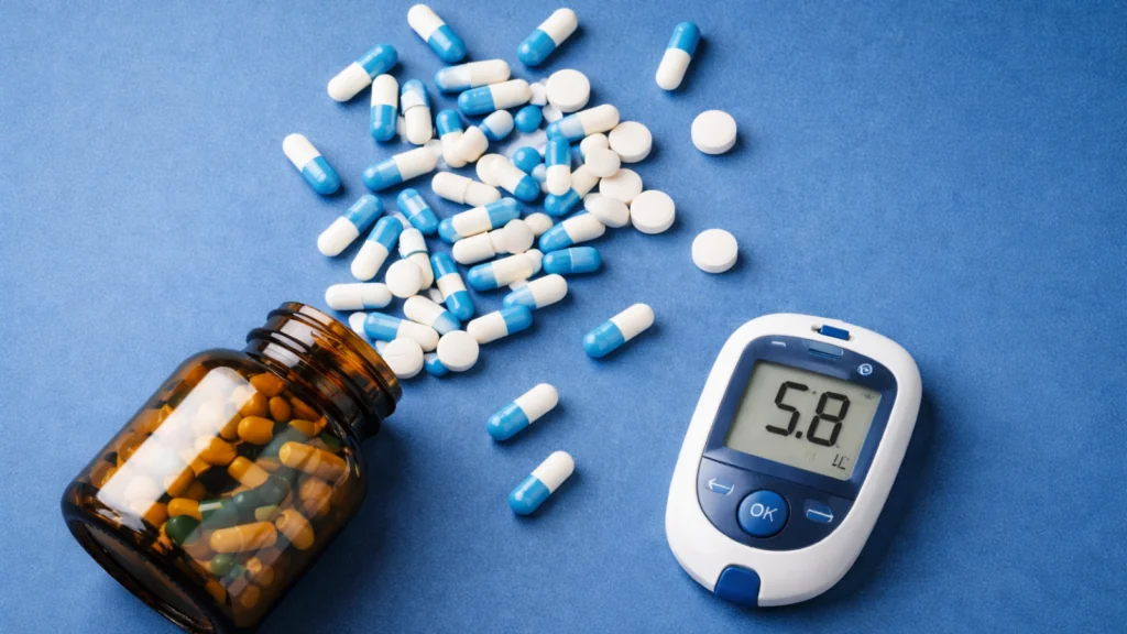 News 28 Tablets and capsules next to a digital medical measuring device illustrating pharmaceutical vs medical device classification